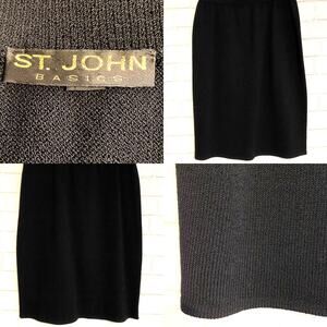 St. John $595 Santana Knit Pencil Skirt Stretch Classic Black Women's Size 8 EUC